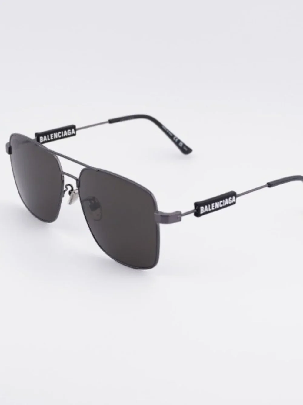 Balenciaga BB0116SA 001 Sunglasses Dark Ruthenium Square Frame, Black Lenses